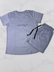 Tencel Short Night Dress-Gray