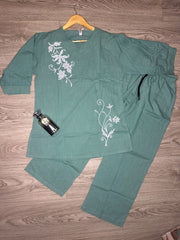 Linen Cotton Women Co-ord Set –Teal