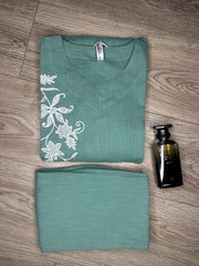Linen Cotton Women Co-ord Set –Teal