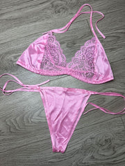 Satin 3-Piece Nighty – Pink
