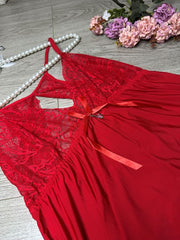 Net Design Nighty with thongs- Red
