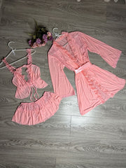 3-Piece Nighty with Robe-Pink