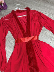 3-Piece Nighty with Robe- Red