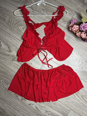 3-Piece Nighty with Robe- Red