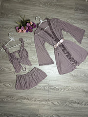 3-Piece Nighty with Robe- Pinkish gray