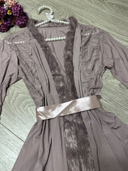 3-Piece Nighty with Robe- Pinkish gray