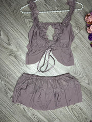 3-Piece Nighty with Robe- Pinkish gray