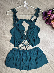 3-Piece Nighty with Robe-Green
