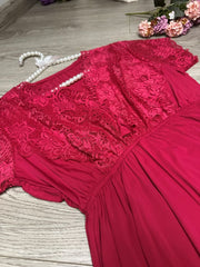 3-piece Net Design Nighty-red