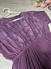 3-piece Net Design Nighty-Purple