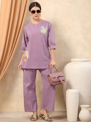 Linen Cotton Women Co-ord Set –Lavender