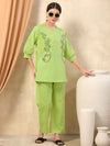 Linen Cotton Women Co-ord Set –Parrot green