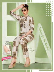 Linen Cotton Women Co-ord Set – Brown print