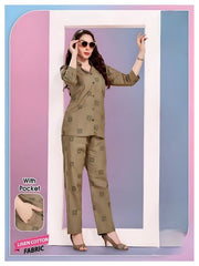 Linen Cotton Women Co-ord Set – Brown fit