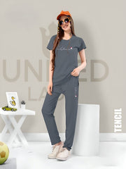Tencel Night Suit- Bluish Gray