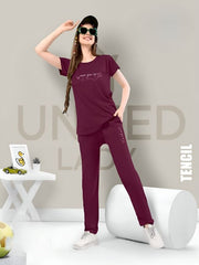 Tencel Night Suit- Maroon
