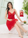 Net Design Nighty with thongs- Red